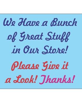Bold Script Sign - Light Blue Background with Navy, Red & Pink Text